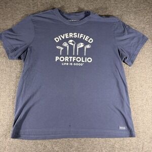 Life Is Good T-Shirt Mens Size XL Blue Diversified Golf Club Crusher Graphic Tee